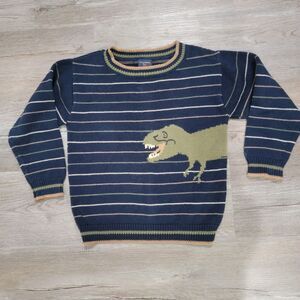 Tf Laurence Boys Crewneck Sweater Size 7 Dinosaur Novelty Print Knit